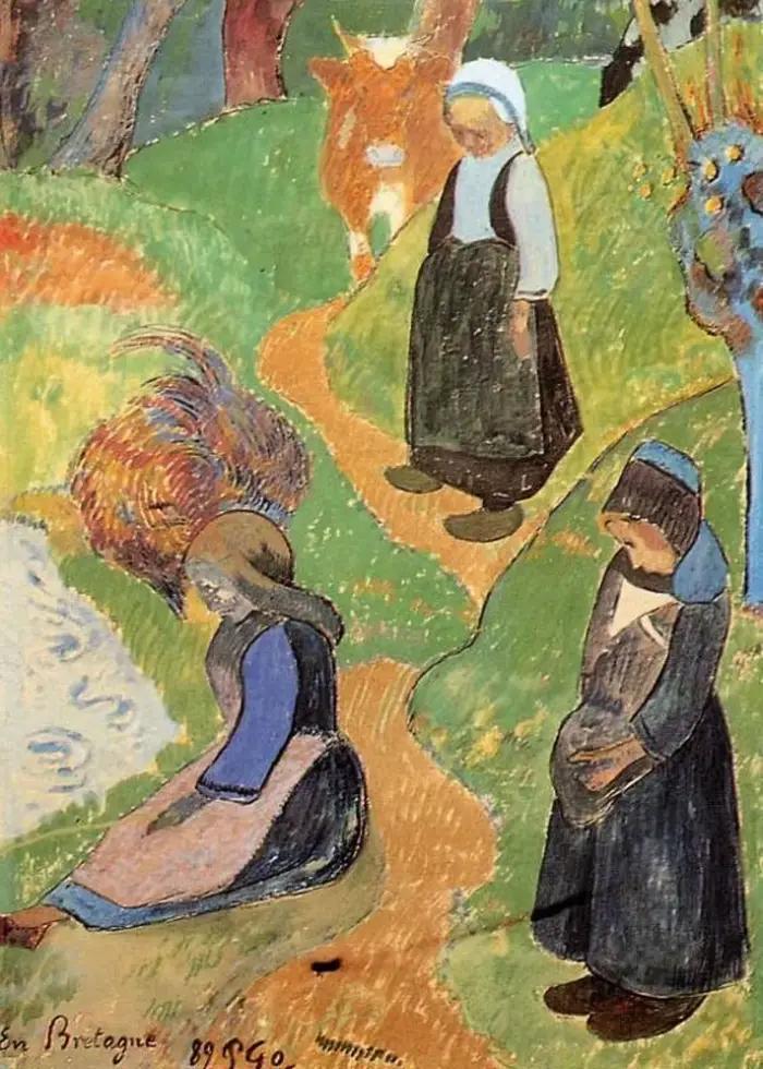 Peinture sur toile vintage Paul GauEcolFigure, paysage abstrait nordique, affiche rétro, image d'art