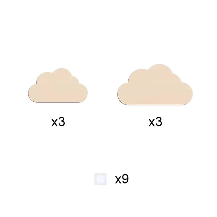 Autocollant mural nuages en bois, 6 pièces, décoration murale réutilisable pour chambre à coucher au