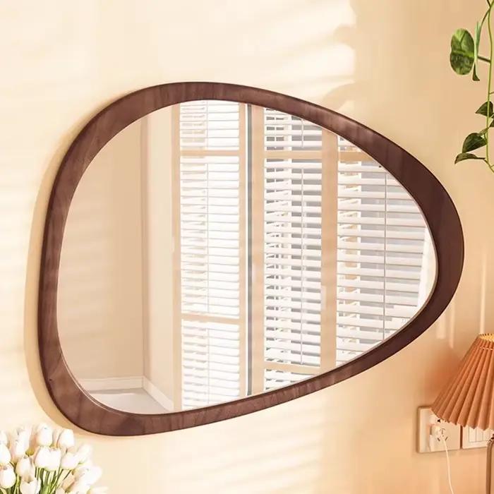Miroir mural irrégulier, décoration de salon, miroir moderne pour filles, Funky, asymétrique en bois
