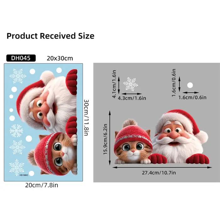 Autocollant en verre du père noël, 1 pièce, décoration statique amovible pour salon, entrée, couloir