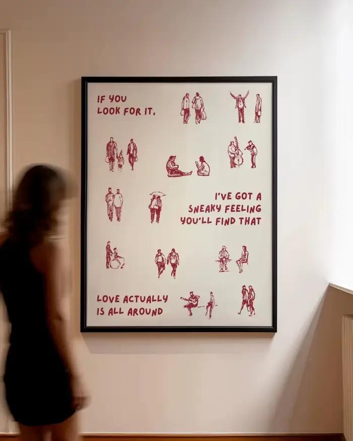 L'amour vraiment tout autour des imprimés sur toile, Art mural esthétique pour dortoir, Art pour pet