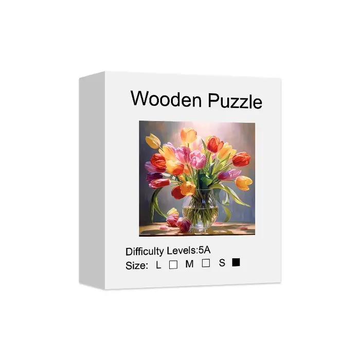 Puzzle en bois de fleurs colorées, jouets en bois uniques et irréguliers en forme d'animal, décorati