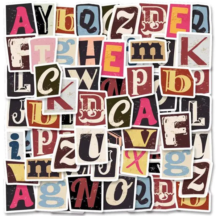 Autocollants DIY rétro colorés avec lettres de l'alphabet anglais, autocollants décoratifs pour la p