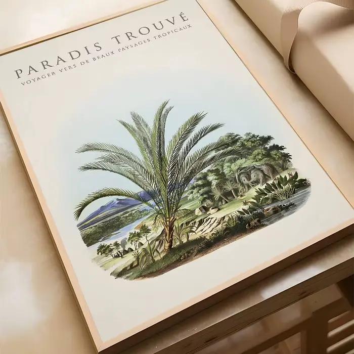 Affiche de palmiers et bananiers tropicaux, impressions botaniques vintage, autocollants muraux, pei