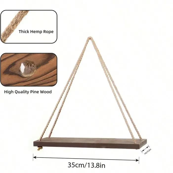 Étagère Murale Flottante en Corde de Chanvre, Balançoire en Bois, Décoration de Jardin, Maison, Salo