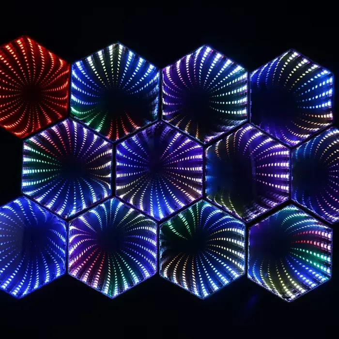 RGB 3D Hexagonal miroir Tunnel lumière LED bureau lampe d'ambiance calcul jeu musique rythme synchro