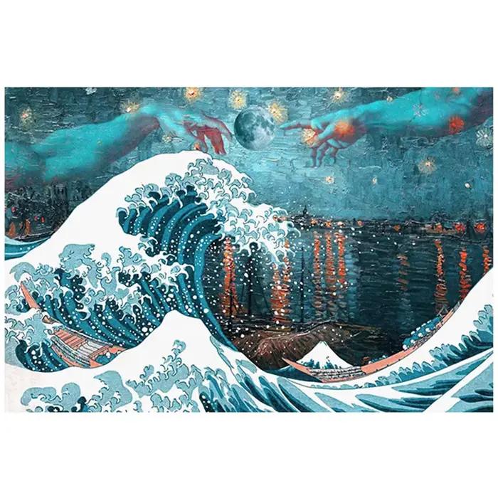Affiche de peinture de surf 'Grande Vague de Kanagawa' style japonais, impressions d'images classiqu