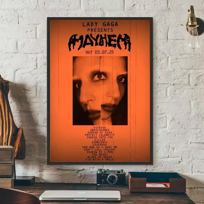 Affiche de chanteur l-lady Gaga Mayhem, art HD, mur collant, imperméable, pour la maison, salon, cha