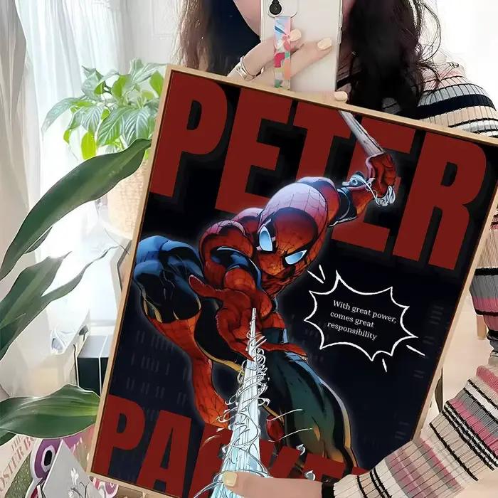 Affiches autocollantes de dessins animés Spider-Man, autocollants en papier blanc, pour décoration d