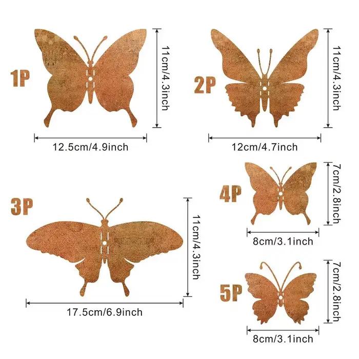 Décoration murale papillon, 15 pièces, décoration esthétique en métal, images de papillons, décorati