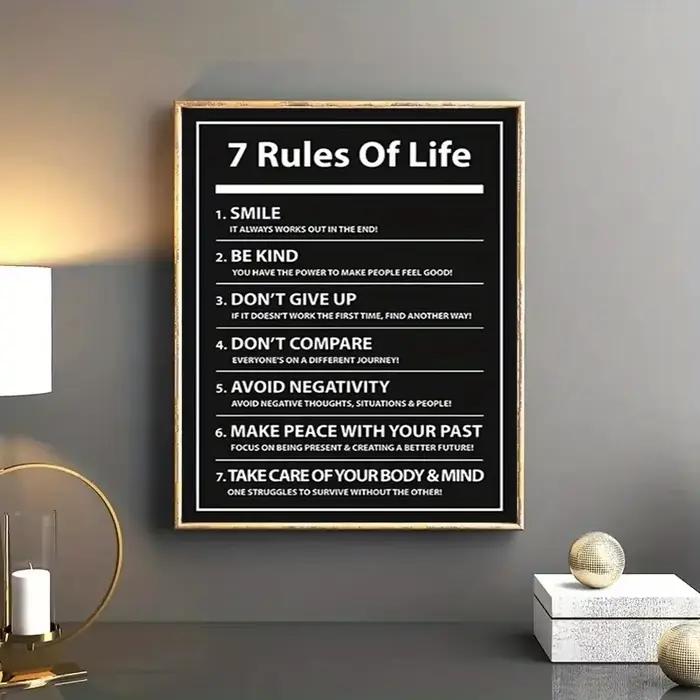 Affiche de citation de motivation de lettre de 7 règles de vie, peinture sur toile d'inspiration, im