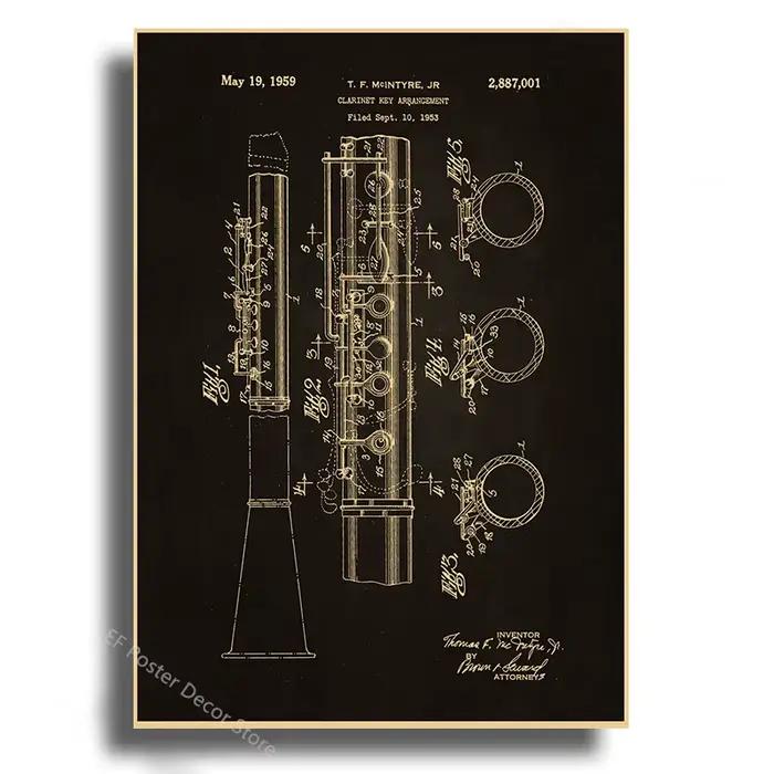 JEViolin Drum Piano Poster, Art de la musique, Style rétro, Vintage, Home Room, Club, Bar Decor, Pai