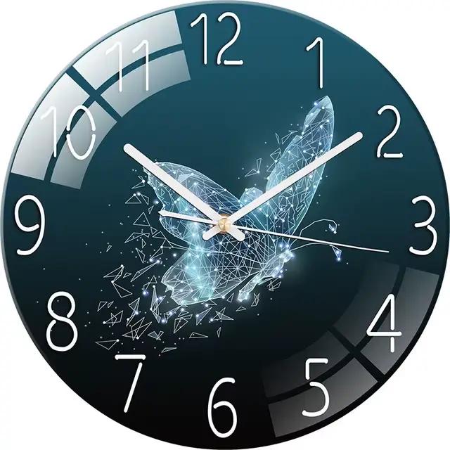 Horloge murale en verre au design moderne, lumière de paysage, art coloré de luxe, horloges décorati