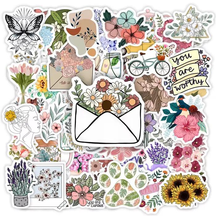 Jolis autocollants à motifs floraux, jouet de bricolage, cadeau, Graffiti décoratif, pour téléphone,