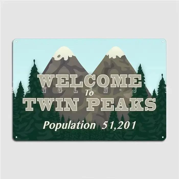 Affiche de Plaque métallique de bienvenue à Twin Peaks, Plaques murales personnalisées de Club, affi