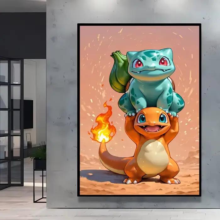 Peintures sur toile d'anime japonais, affiche Pokemon Pikachu, image de personnage de dessin animé,
