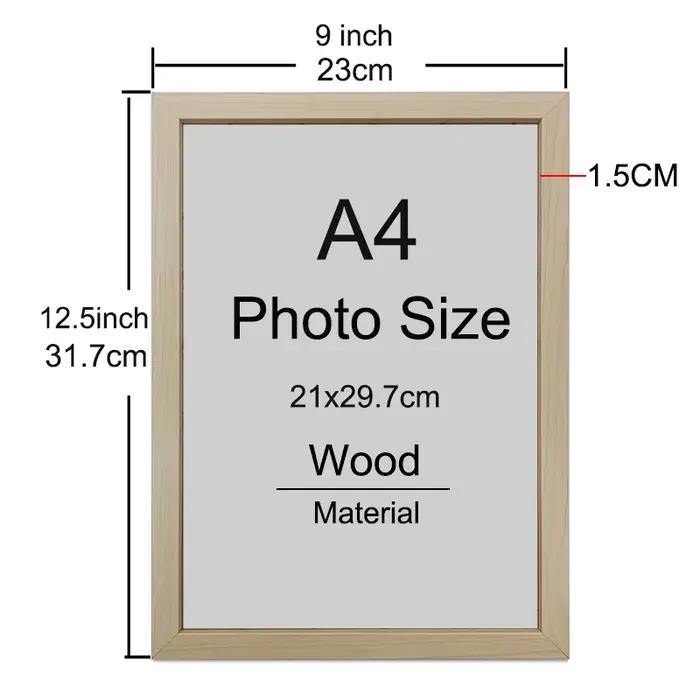 1/2/3 pièces cadre Photo en bois A4 8X12in certificat d'honneur cadre de Document cadre Photo en boi