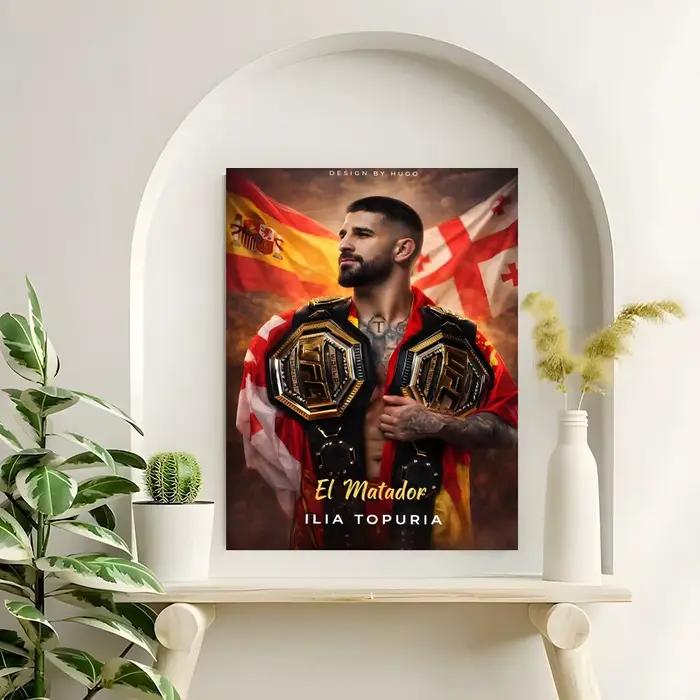 Affiche de l'athlète Ilia Topuria, autocollants d'affiche haute définition, adaptés à la chambre à c