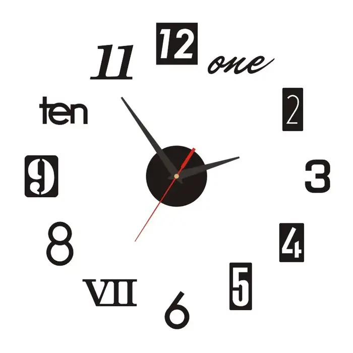 Horloge murale autocollante en chiffres romains, miroir acrylique, horloges à quartz, montre bricola