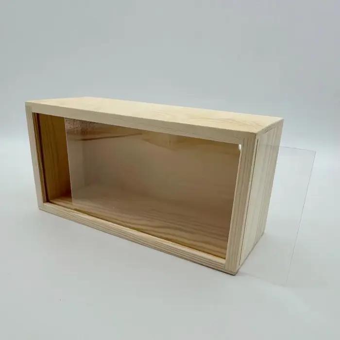 Boîte de rangement et de présentation en bois, cadre photo, avec panneau acrylique amovible, pour ca