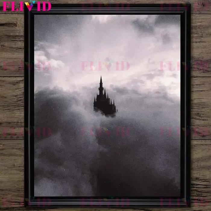 Château dans les nuages gothique surréaliste Architecture Art affiche et impression décor à la maiso