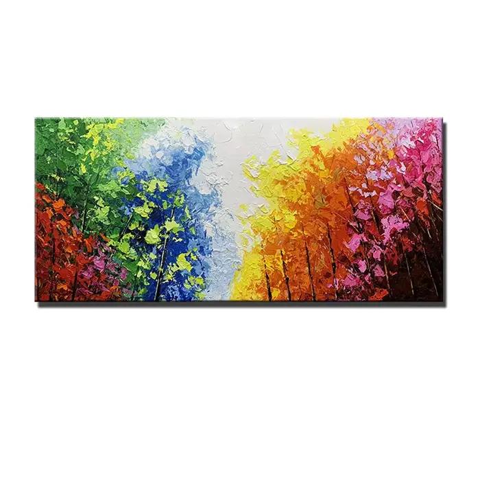 Grande peinture sur toile d'art mural moderne, paysage abstrait fait à la main, peinture de forêt po