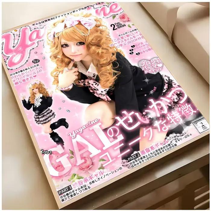 Affiche tendance rose style magazine japonais G-Gyaru, décoration d'intérieur haut de gamme pour la