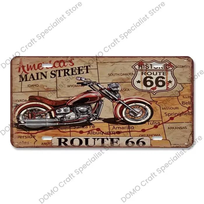 Planner Route 66 Metal Plate for Garage Bar, Pub Moto Club Poster, Wall Decor, Vintage Motorcycle Ca