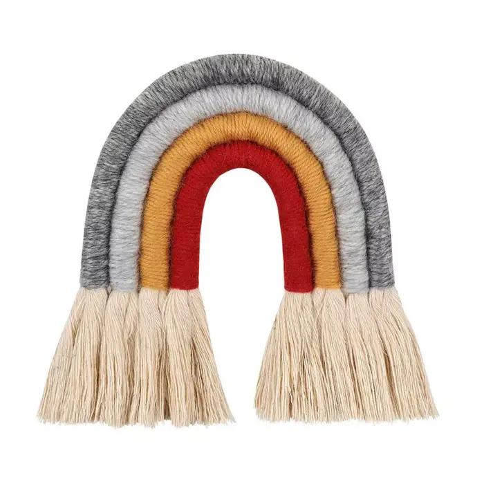 Arc-en-ciel mural suspendu en macramé, décoration colorée pour la maison style Boho, accessoires pou