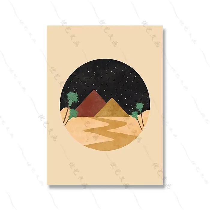 Boho paysage mur Art photos terre cuite coucher de soleil colline désert abstrait toile peinture aff