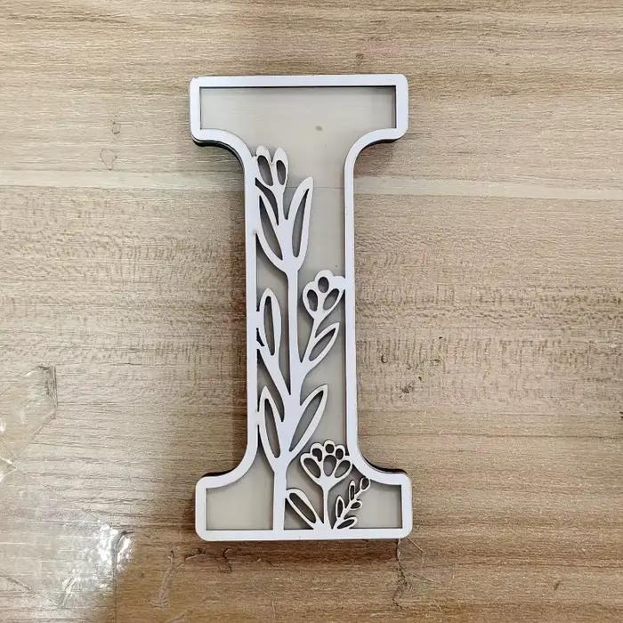 Ensemble de décoration murale avec lettres de l'alphabet en bois, 26 pièces, motif Floral gravé, orn