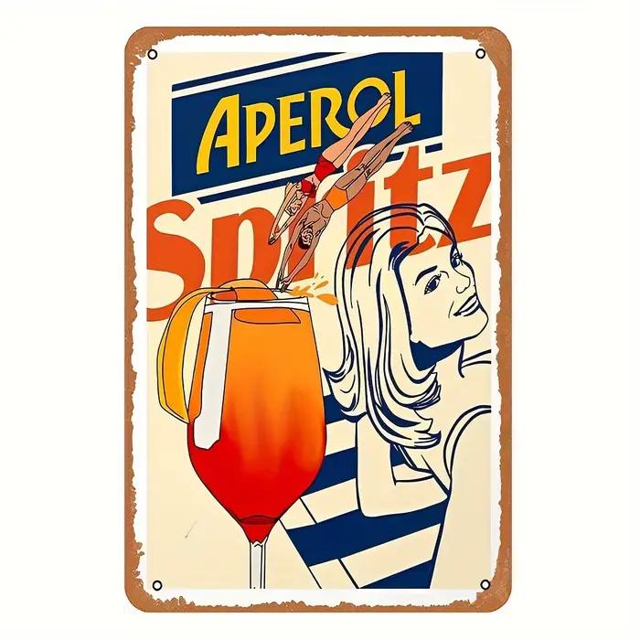 Panneau d'art mural en métal Vintage Aperol Spritz Roostertail, affiche rétro en fer pour Pub, café