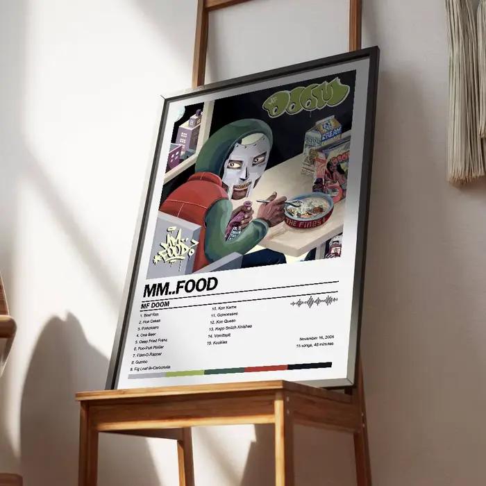 Autocollant mural en papier imperméable avec couverture d'album et chansons de MF DOOM, pour décorat