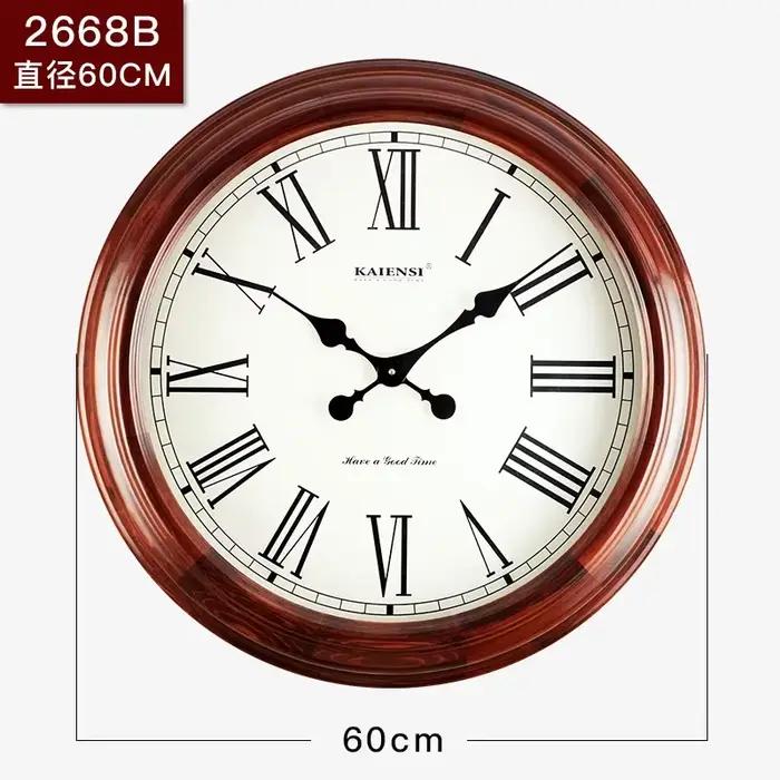 Grande Horloge Murale Rétro en Bois Massif, Salon, Créatif, Muet, Nordique, Décoration de Maison, Ca