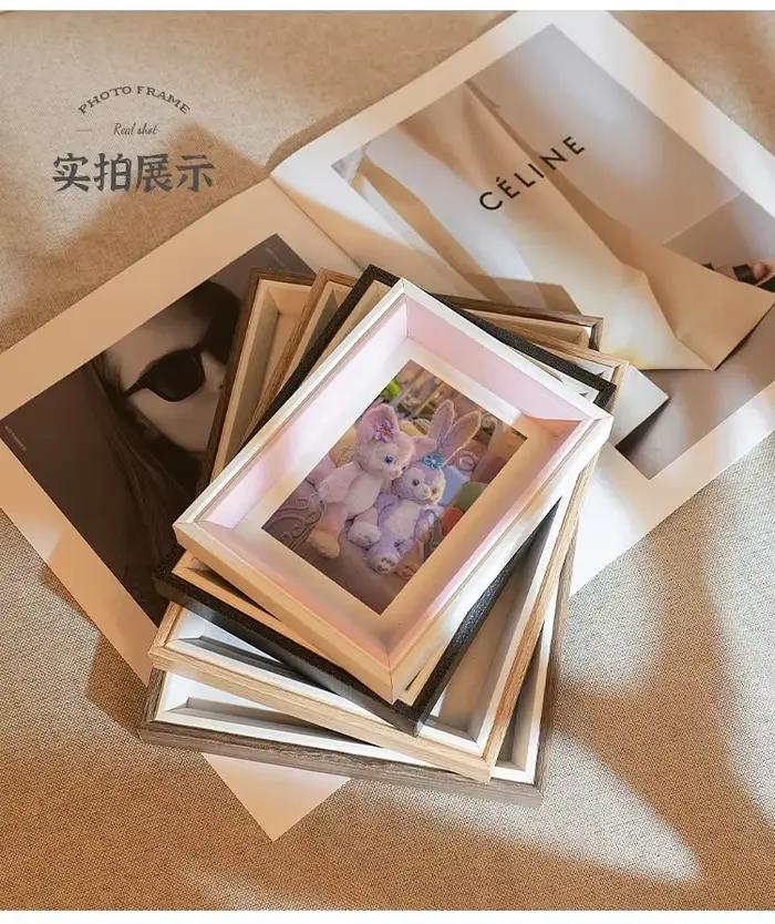 Cadre photo rectangulaire en bois débloqué, document créatif, peut être placé ou suspendu, décoratio