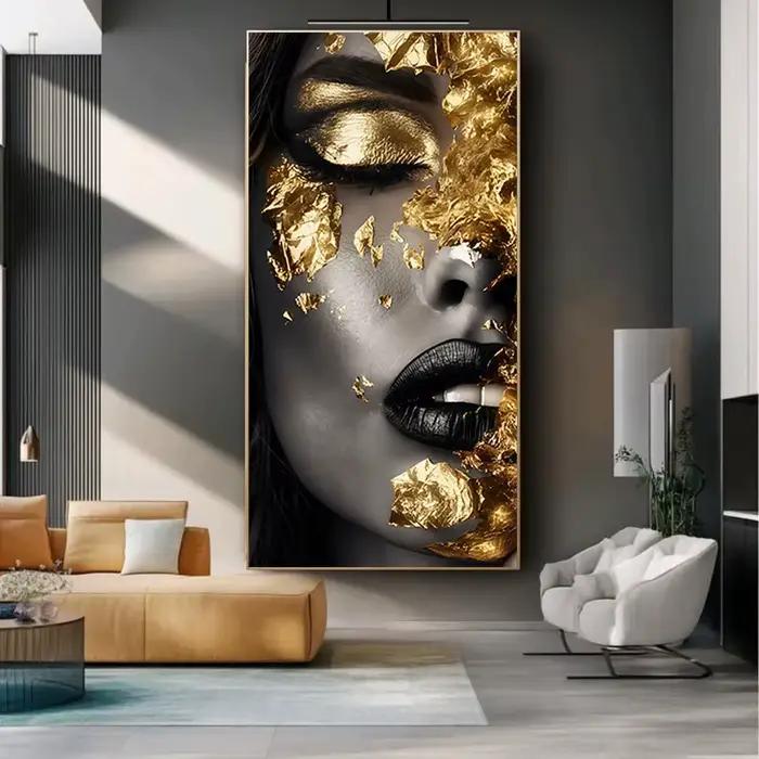 Tableau mural sur toile 2D/plat avec visage de femme minimaliste, impressions abstraites modernes sa