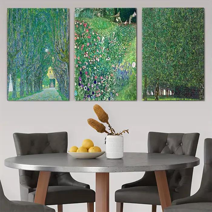 3 reproductions de peintures célèbres de Klimt, parc de Vienne, Greenway, peinture à l'huile rétro e