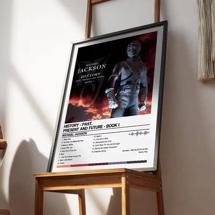 Affiche de Michael Jackson, couverture d'album, chansons, musique, rap, autocollant mural en papier