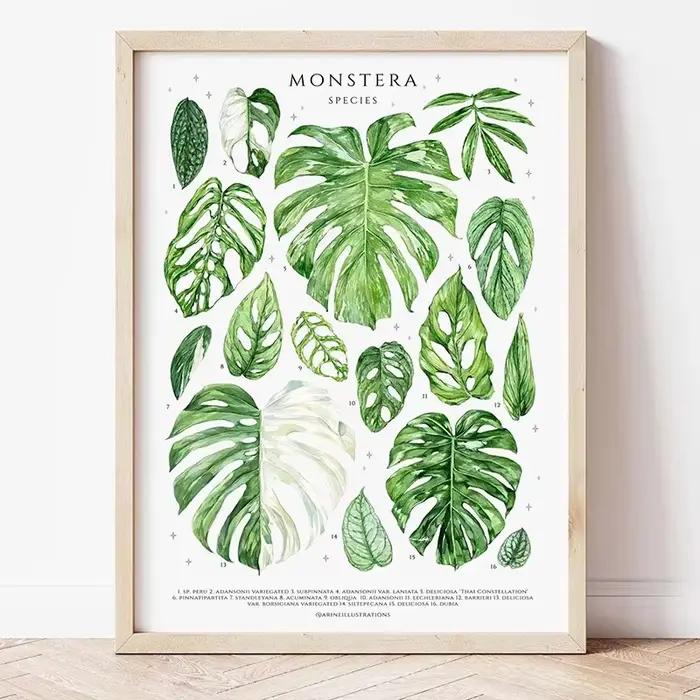 Impression d'art intérieur Feuilles botaniques vertes, Plantes d'intérieur, Nature, Toile murale, Dé