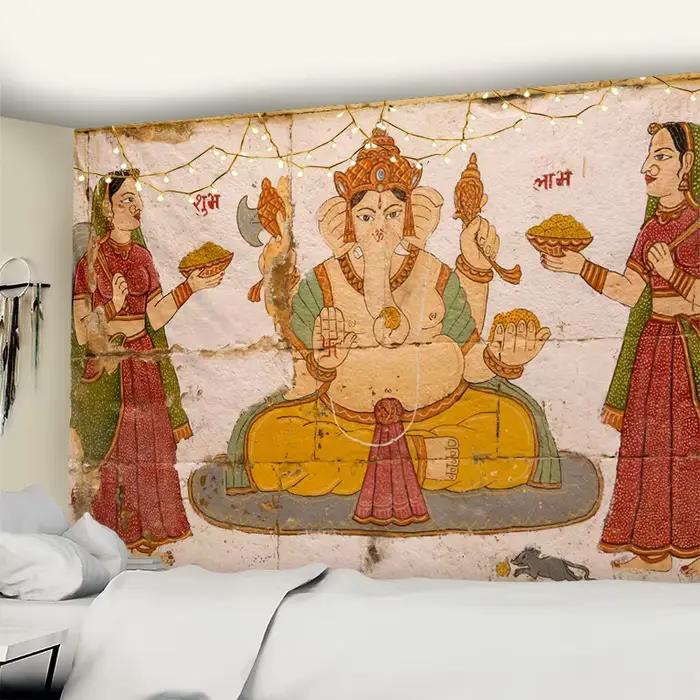 Tapisserie murale d'art de dieu indien Ganesha, Statue de Ganesha Vinayaka Ganapati, peinture de bou