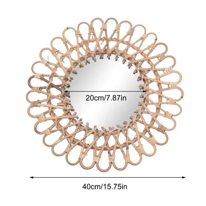 Miroir rond en rotin nordique pour la décoration intérieure, WUNICEF, miroir d'art