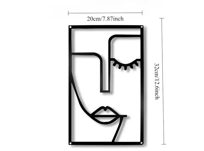 Décoration murale en métal aluminium, silhouette abstraite de visage, noir, décoration moderne pour