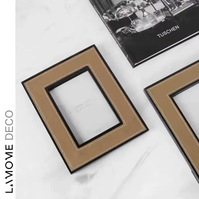 Cadre photo en cuir de luxe moderne, objet de décoration pour la maison