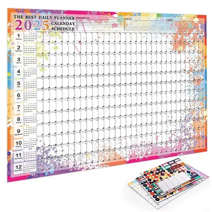 Calendrier mural 2026 2025, année complète, papier de grande taille, autocollant Kawaii, planificate