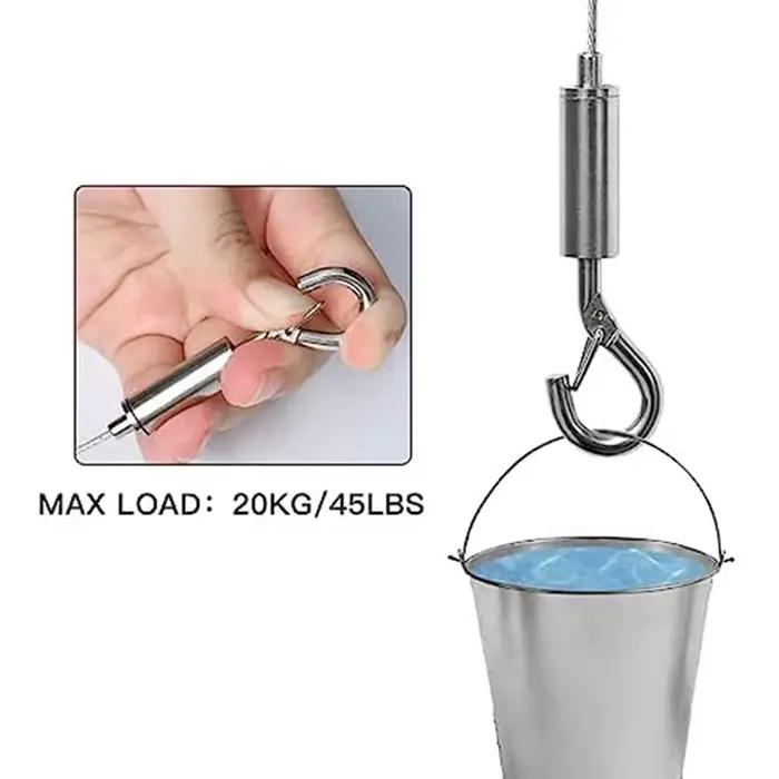 Kit de fils de suspension pour images BHBD-5Pcs, 2M X Φ1.5Mm en acier inoxydable avec crochet réglab
