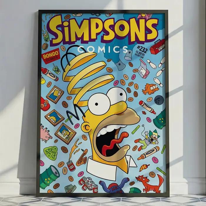 Affiche animée classique Les Simpsons, décoration murale polyvalente HD imperméable, autocollante, p
