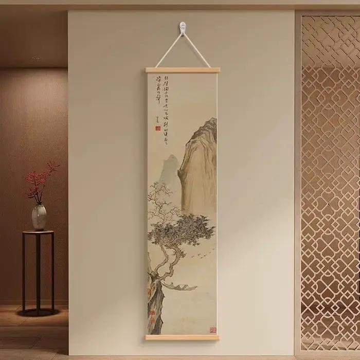 Art mural de paysage sec Zen, peinture à l'encre avec cadre en bois pour décor de méditation de salo