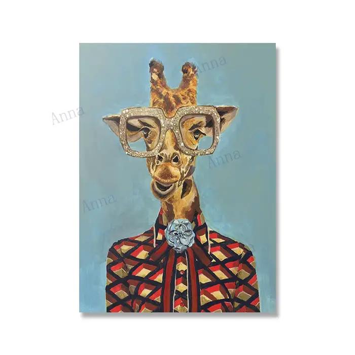 Affiche Pop Art moderne avec animaux, peinture sur toile, art mural, léopard, tigre, portrait, vêtem