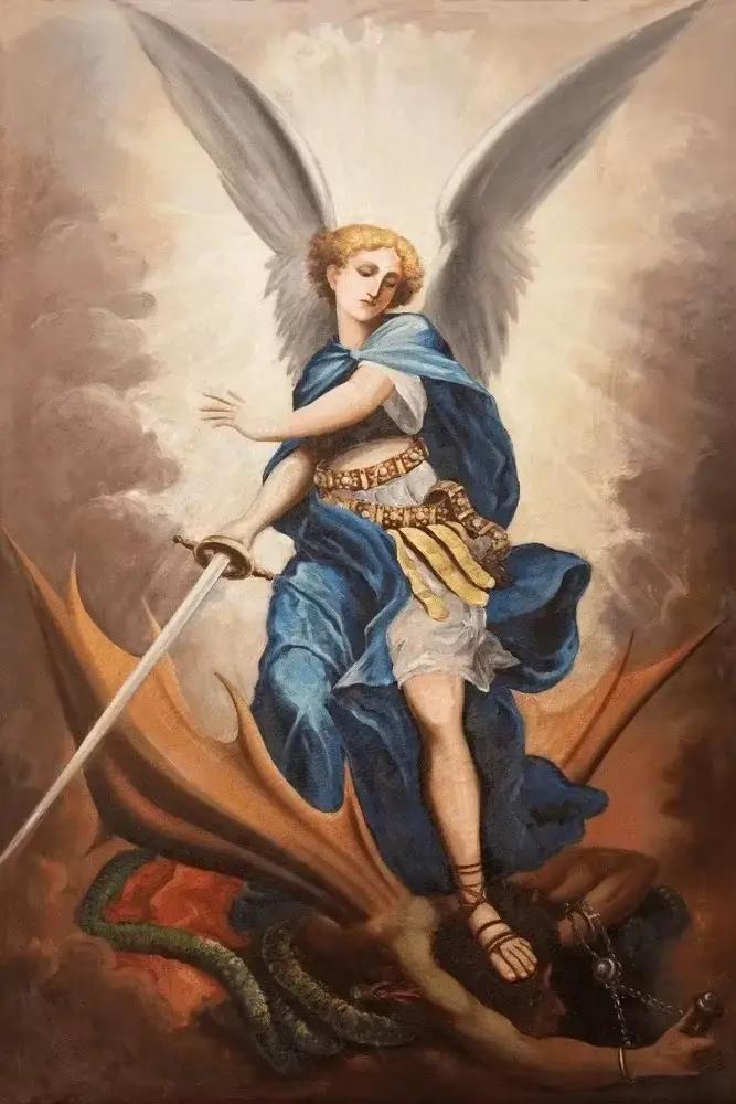 Affiches imprimées du Saint Archange Michel, peinture sur toile SAFCanvas, art mural classique, ange