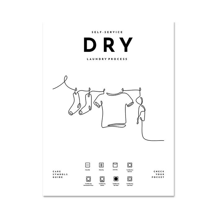 Affiche de guidage des symboles d'entretien du linge, lavage et séchage, imprimés d'art pliables, dé